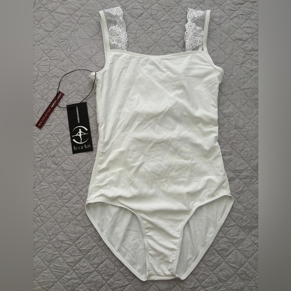 White Lace Back Leotard - Picture 3 of 4